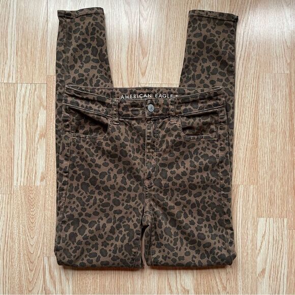 American Eagle Leopard Print Super High-Rise Jeggings - Size: 4 Regular - Picture 2 of 6